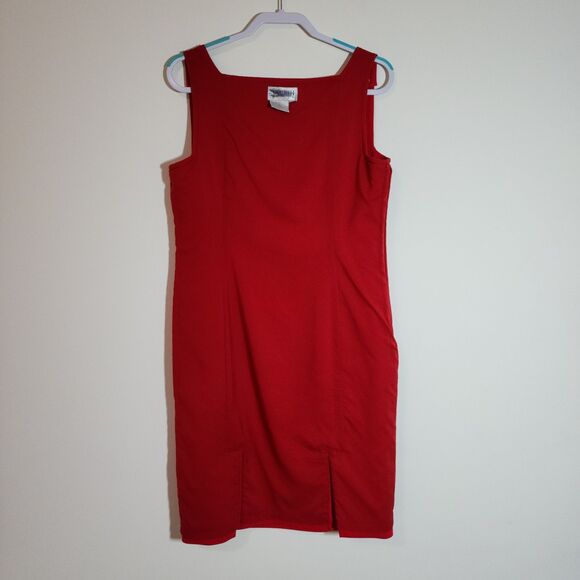 Worth Womens Pinafoe Sheath Dress Red Sleeveless Square Neck Stretch Size 12P - Picture 4 of 6